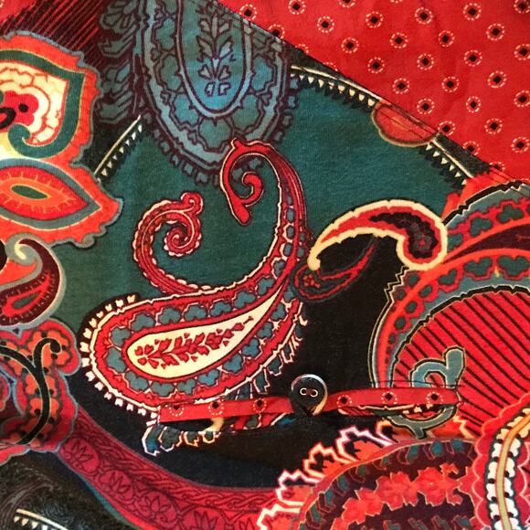 Westbound Top XL Blouse Womens Long Sleeve Paisley Handkerchief Hem Multicolor - Picture 4 of 7